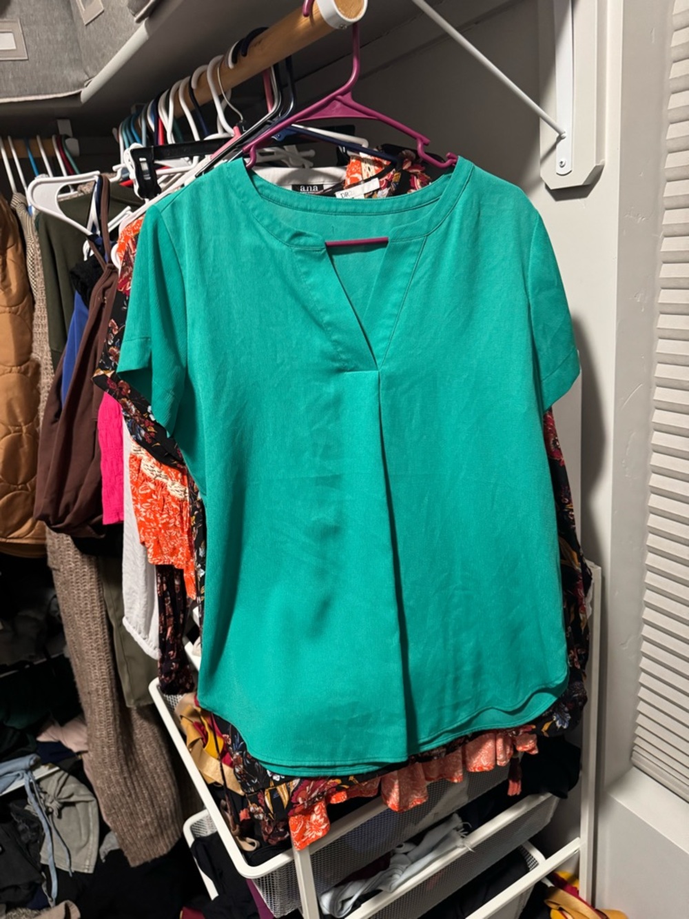 Women’s Split-Neck Short Sleeve Top - Teal